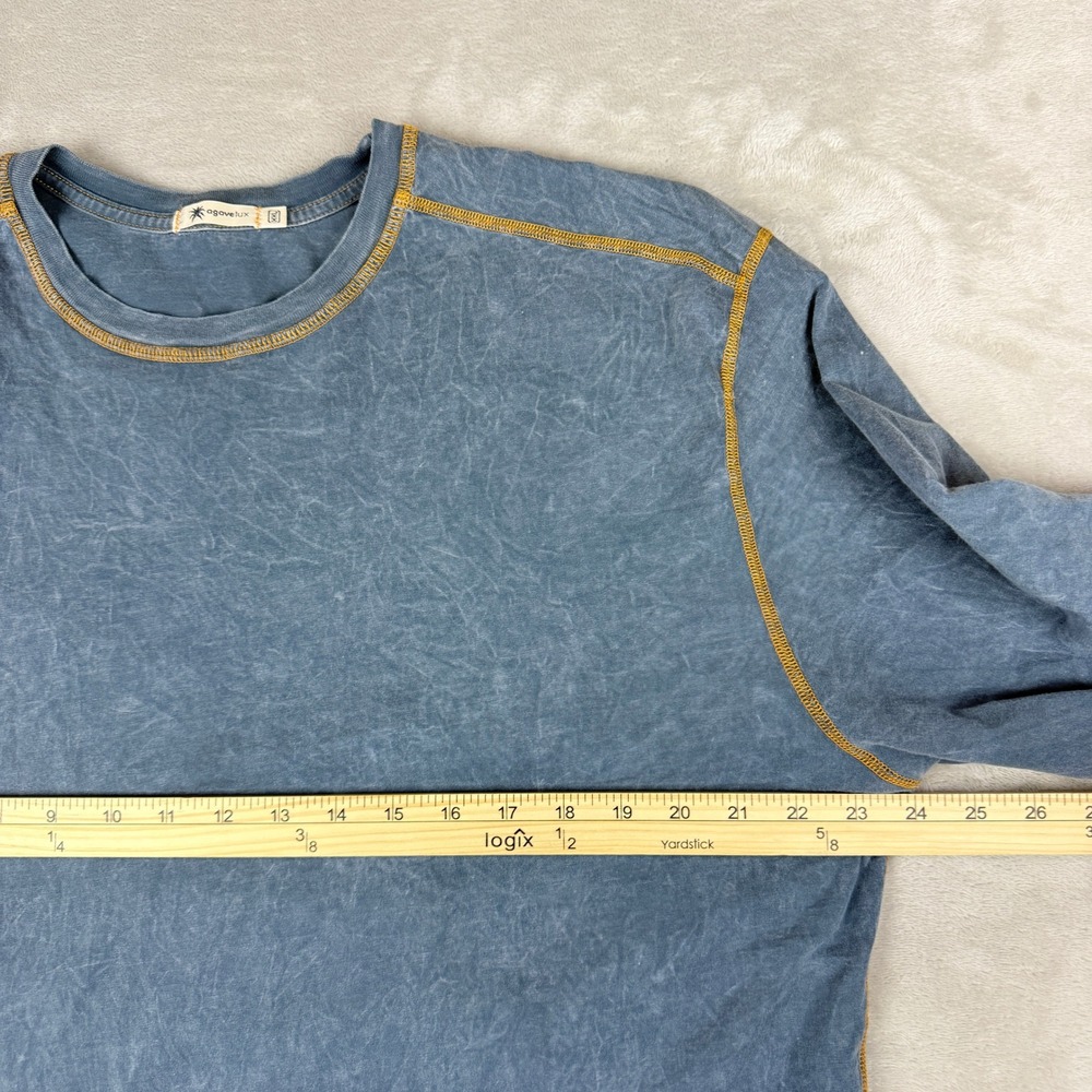 Agave Lux Men XXL Shirt Stone Blue Long Sleeve Supima Cotton Crewneck USA Made - Picture 9 of 14